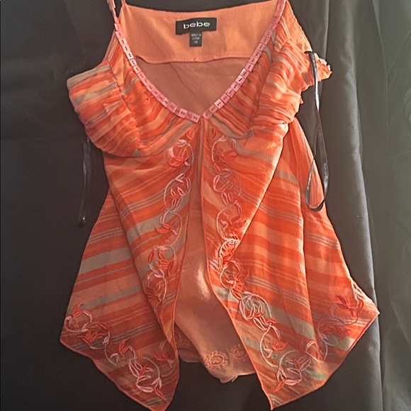 Bebe Vibrant Orange Camisole with Stripes - Picture 1 of 1